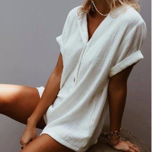 white linen jumpsuit
